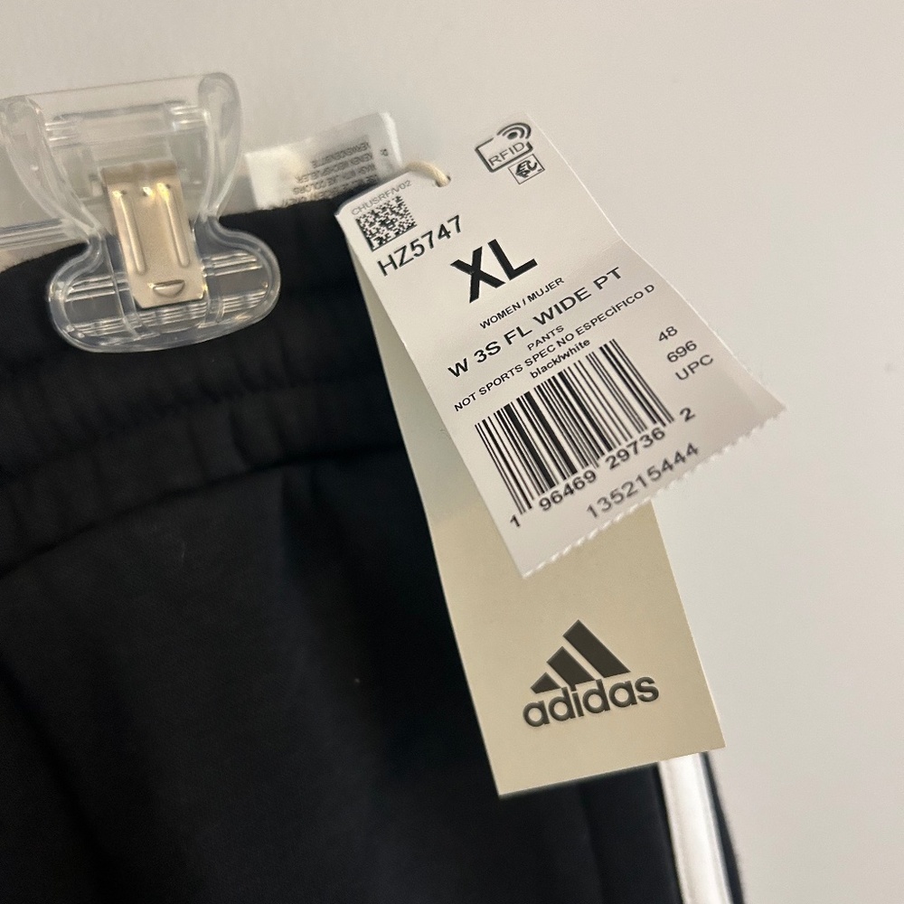 Women's XL Adidas Essentials 3-Stripes French Terry Wide Pants NWT